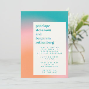 Groovy Gradient Aquamarin Pink Orange Abstrakte Ho Einladung