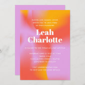 Groovy Gradient Lavender Orange Cool Bat Mitzvah Einladung (Vorne/Hinten)