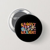 Groovy Grammy Mütter Tag Bunte Blume Matchin Button (Vorne & Hinten)