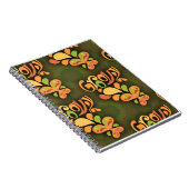 Groovy Green 6ties Butterflies Cartoon Pattern Notizblock (Rechte Seite)