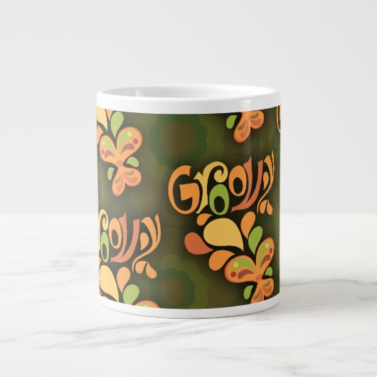 Groovy Green 6ties Butterflies Retro Muster Jumbo-Tasse (Vorderseite)