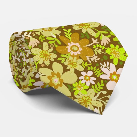 Groovy Green Blooms Neck Tie Krawatte (Gerollt)