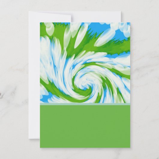 Groovy Green Blue Gefärbte Krawatte Swirl Geburtst Einladung (Rückseite)