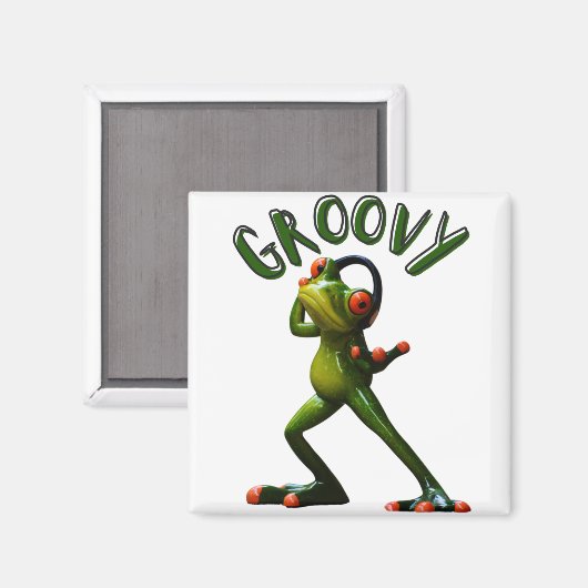 Groovy Green Frog Magnet (Vorderseite/Rückseite)