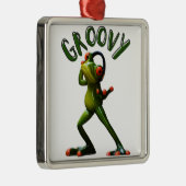 Groovy Green Frog Ornament Aus Metall (Rechts)