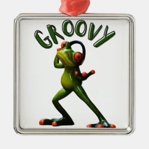 Groovy Green Frog Ornament Aus Metall