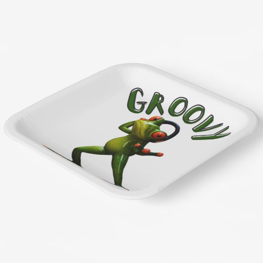Groovy Green Frog Pappteller (Gewinkelt)