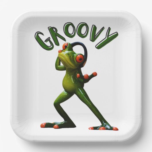 Groovy Green Frog Pappteller (Vorderseite)