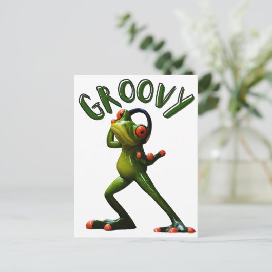 Groovy Green Frog Postkarte (Stehend Vorderseite)