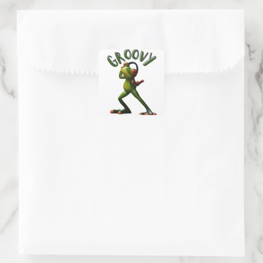 Groovy Green Frog Quadratischer Aufkleber (Tasche)