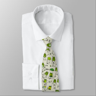 Groovy Green Frogs Hoppin Stick Frosch Ribbit Krawatte