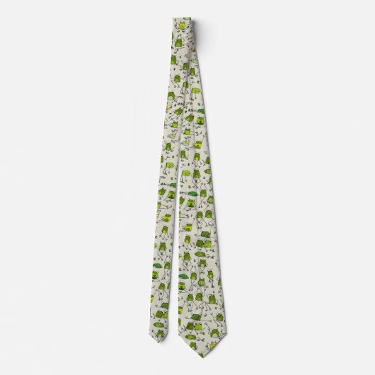 Groovy Green Frogs Hoppin Stick Frosch Ribbit Krawatte (Rückseite)