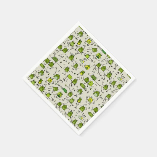 Groovy Green Frogs Hoppin Stick Frosch Ribbit Serviette (Ecke)