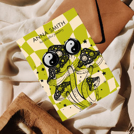 Groovy Green Mushroom Trippy Retro Earring Display Visitenkarte