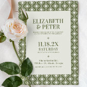 Groovy Green Retro 70er Geometric Wedding Einladung