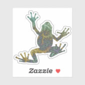 Groovy Green und Gold Fraktal Tree Frog Aufkleber (Blatt)