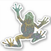 Groovy Green und Gold Fraktal Tree Frog Aufkleber (Vorderseite)