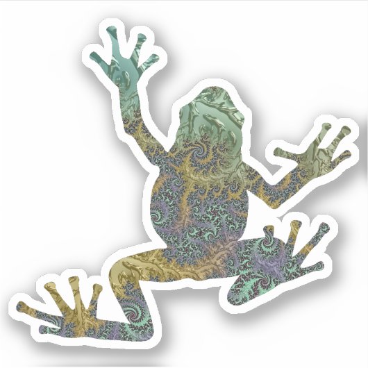 Groovy Green und Gold Fraktal Tree Frog Aufkleber (Vorderseite)
