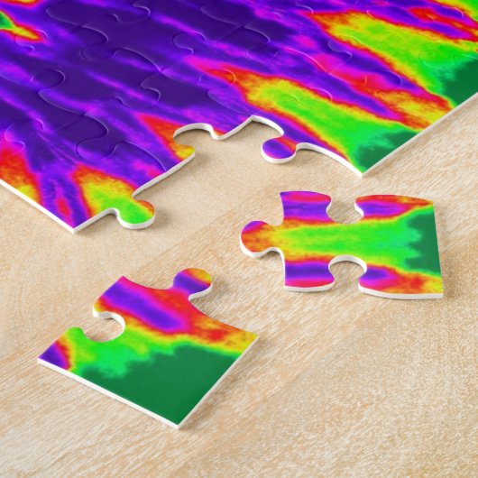 Groovy Green und Lila Gefärbte Krawatte Spiral Puzzle (Seite)