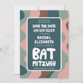 Groovy Green Waves Custom Bat Bar Bnai Mitzvah Save The Date (Vorderseite)