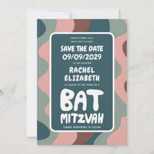 Groovy Green Waves Custom Bat Bar Bnai Mitzvah Save The Date