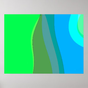 Groovy grüne und blaue abstrakte Kunst 305 Poster