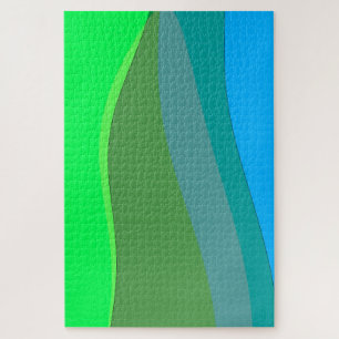 Groovy Grüne und Blaue Abstrakte Kunst 305 Puzzle