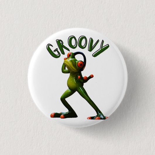 Groovy Grüner Frosch Button (Vorderseite)