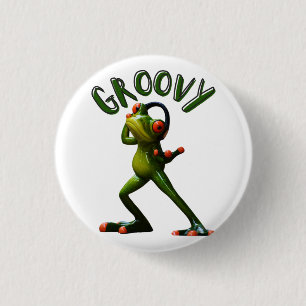 Groovy Grüner Frosch Button