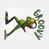 Groovy Grüner Frosch Fleecedecke (Vorderseite (Horizontal))