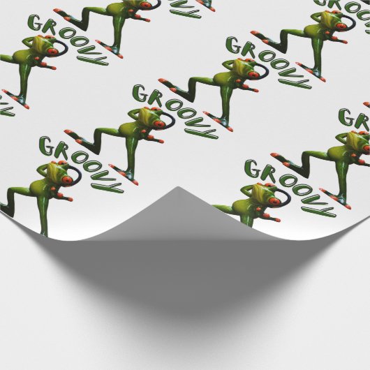 Groovy Grüner Frosch Geschenkpapier (Ecke)