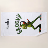 Groovy Grüner Frosch Strandtuch (Vorderseite)