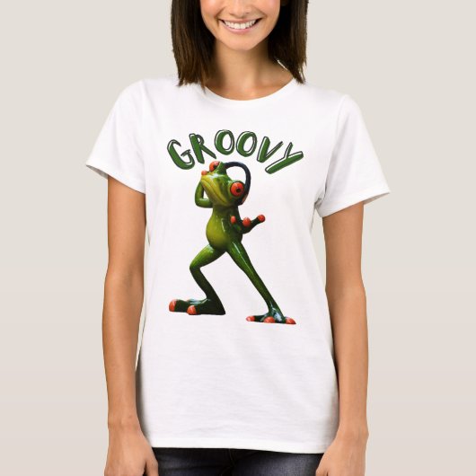 Groovy Grüner Frosch T-Shirt (Vorderseite)