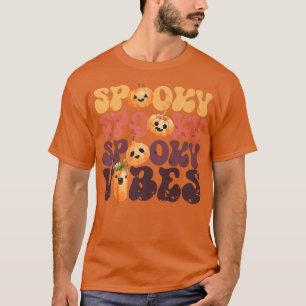 Groovy Gruselige Vibes Vintage Kürbis Geist Hippie T-Shirt