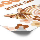 Groovy Guest Book Retro Hippie Party Sign Poster (Ecke)