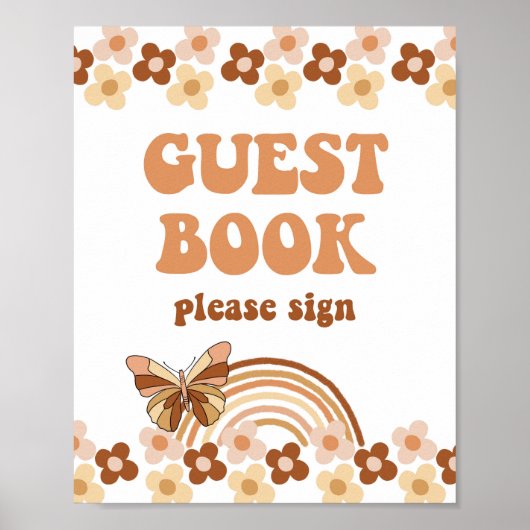 Groovy Guest Book Retro Hippie Party Sign Poster (Vorne)
