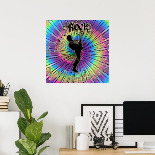 Groovy Guitar in Krawatte Dye Dream Music Poster (Heimbüro)