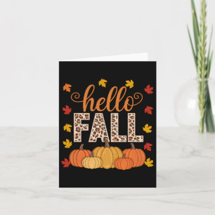 Groovy Hallo Herbst Herbst Ahornblätter Kürbis Leo Karte