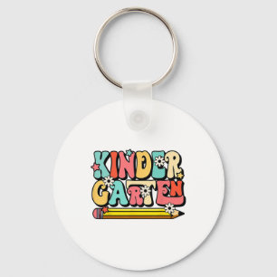 Groovy Hallo Kindergarten Vibes Retro Lehrer Ck T Schlüsselanhänger