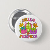 Groovy Hallo Kürbis Retro Herbst Halloween Button (Vorne & Hinten)