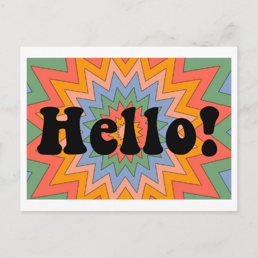Groovy "Hallo!" Original-Postkartendesign Postkarte (Vorderseite)