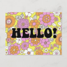 Groovy Hallo Postkarte Vintage 1960er Retro-Stil