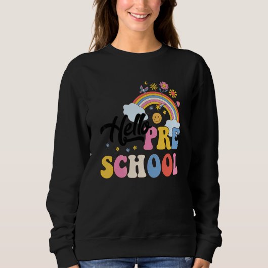 Groovy Hallo Vorschule Regenbogen Lehrer Schüler G Sweatshirt (Vorderseite)