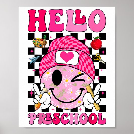 Groovy Hallo Vorschulkinder Erste Schultag Poster (Vorne)