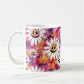 Groovy Halloween Blumen Kürbis Gesichter Kaffeetasse (Links)