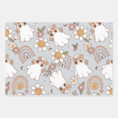 Groovy Halloween Boo Ghost Funny Retro Muster Geschenkpapier Set (Vorderseite 3)