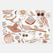 Groovy Halloween Boo Ghost Funny Retro Muster Geschenkpapier Set (Vorderseite 2)