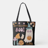 Groovy Halloween Boo Niedlich Trick oder Treat Cus Tasche (Rückseite)