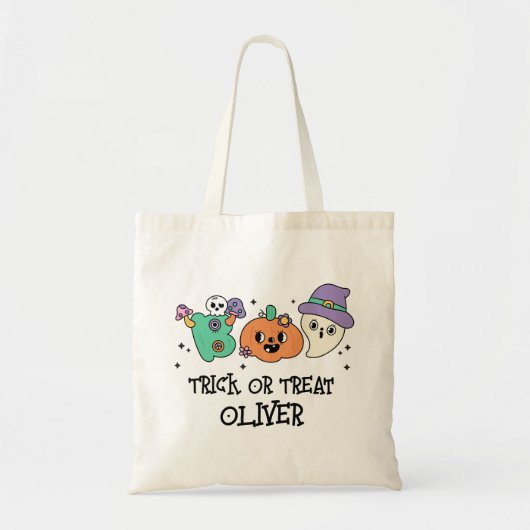 Groovy Halloween Boo Niedlich Trick oder Treat Cus Tragetasche (Vorne)