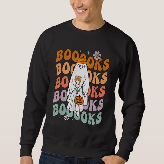 Groovy Halloween Booooks Ghost Hippie Boo Reading  Sweatshirt (Vorderseite)